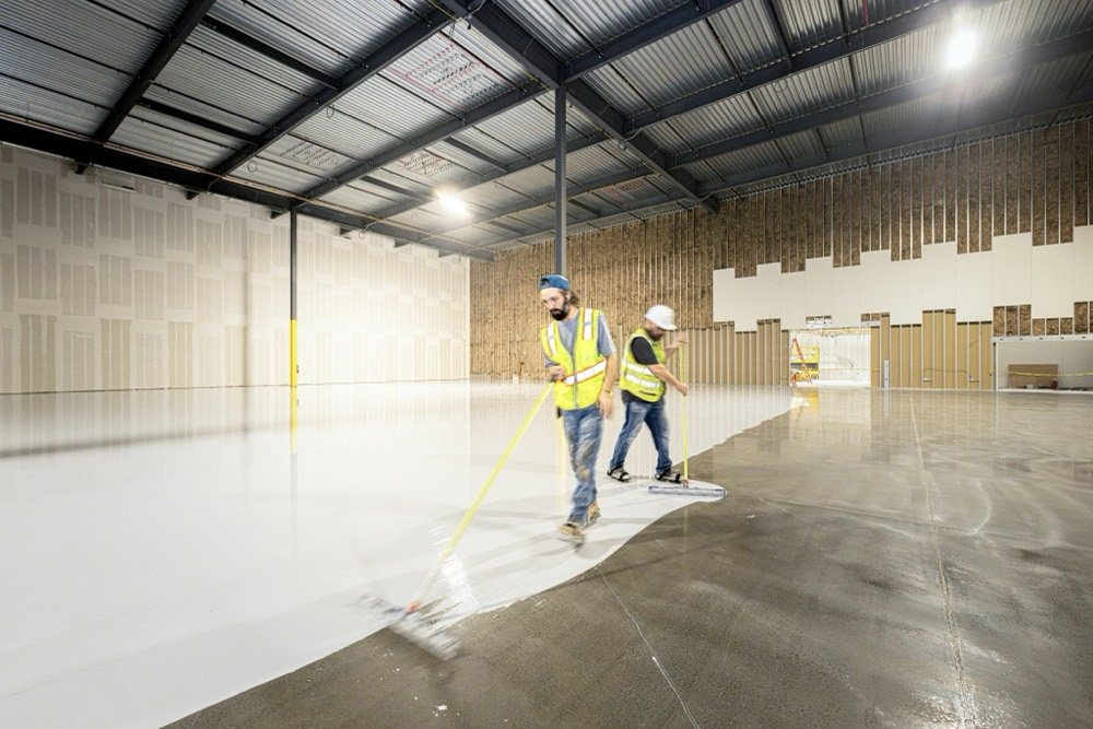 Professional installation of an industrial floor coating