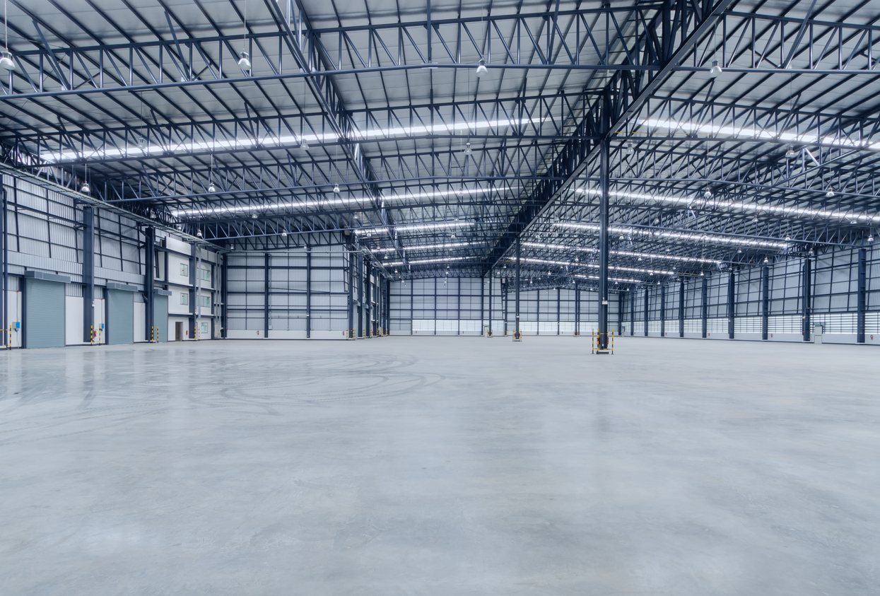 Expansive warehouse with a durable concrete floor